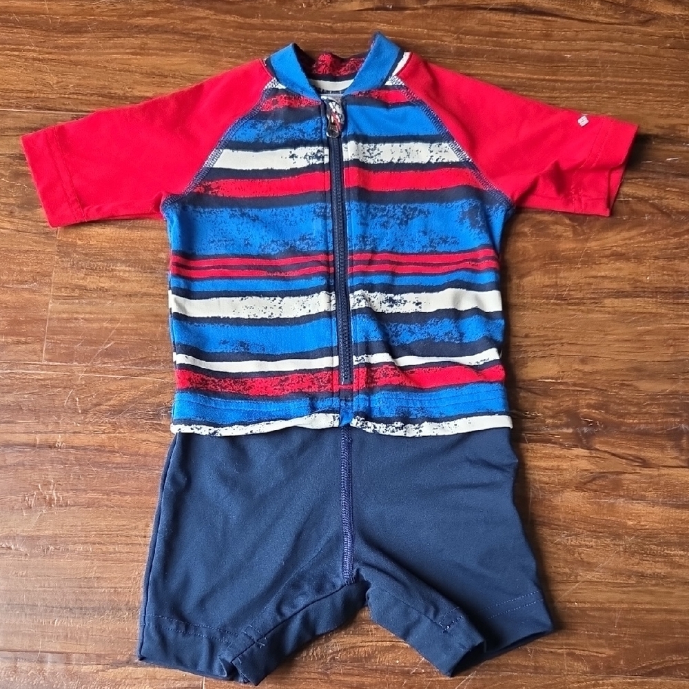 Columbia Infant Rashguard 6-12 Months- Red and Blue Striped